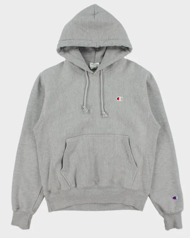 Vintage Champion Grey Marl Heavyweight Reverse Weave Pullover Hoodie - S made by Champion