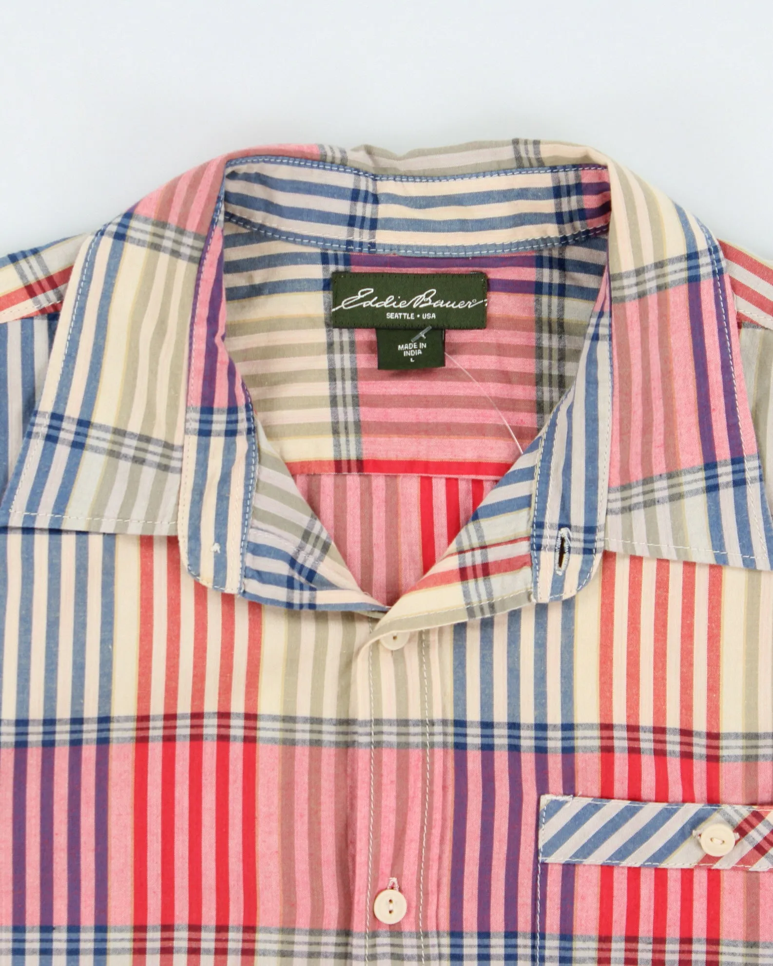 Vintage Eddie Bauer Striped Relaxed Fit Short Sleeve Pocket Shirt - L sold by Rokit product image thumbnail 5