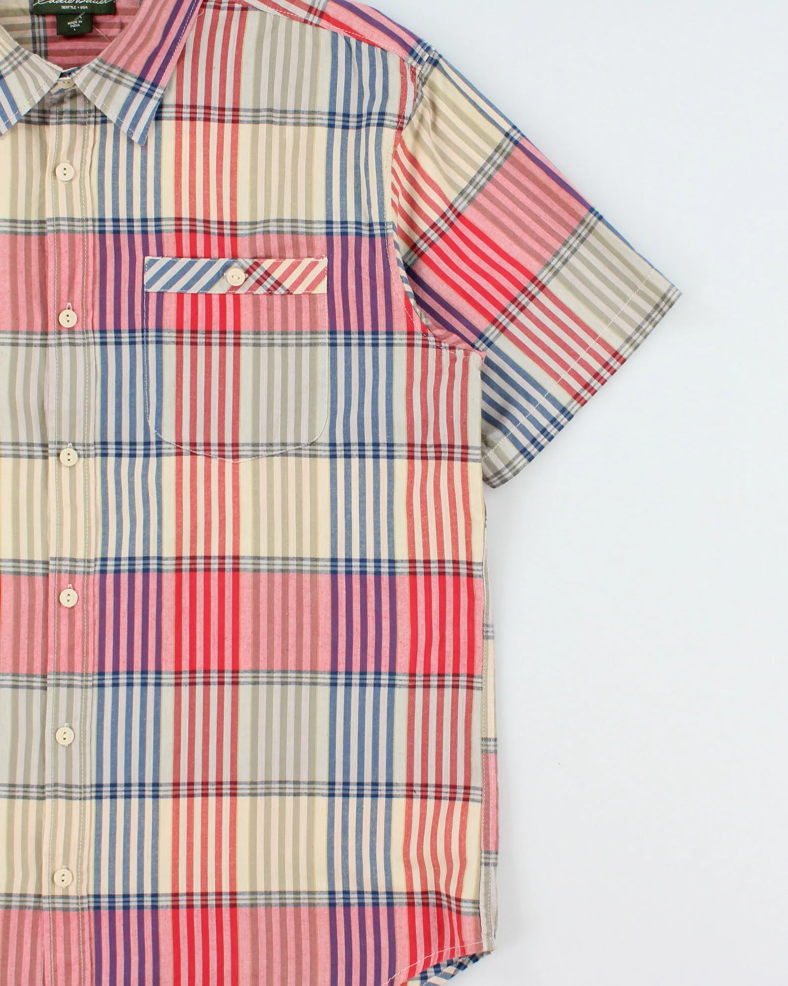 Vintage Eddie Bauer Striped Relaxed Fit Short Sleeve Pocket Shirt - L sold by Rokit product image thumbnail 3