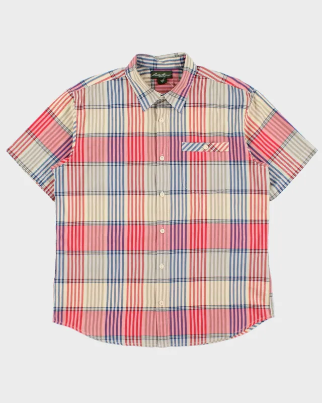 Vintage Eddie Bauer Striped Relaxed Fit Short Sleeve Pocket Shirt - L made by Eddie Bauer