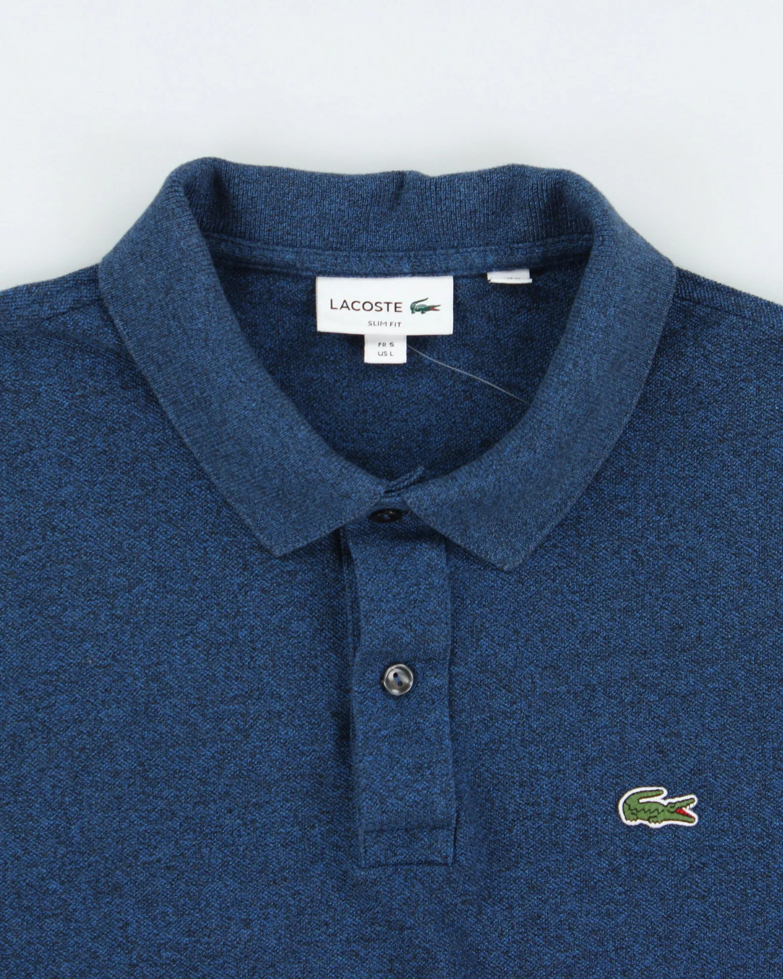 Vintage Lacoste Navy Marl Slim Fit Short Sleeve Polo Shirt - L sold by Rokit product image thumbnail 5