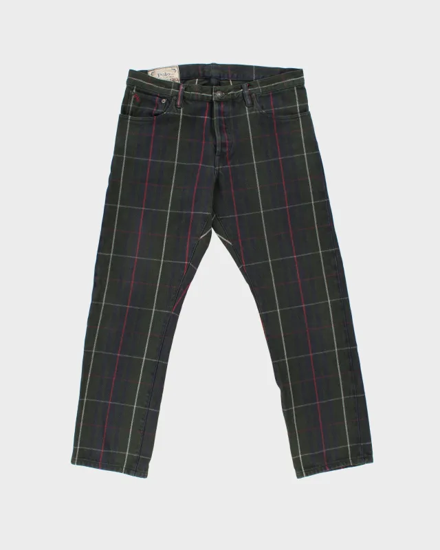 Vintage Polo Ralph Lauren Tartan Mid-Rise Varick Slim Straight Leg Denim Jeans - W34 L30 made by Ralph Lauren