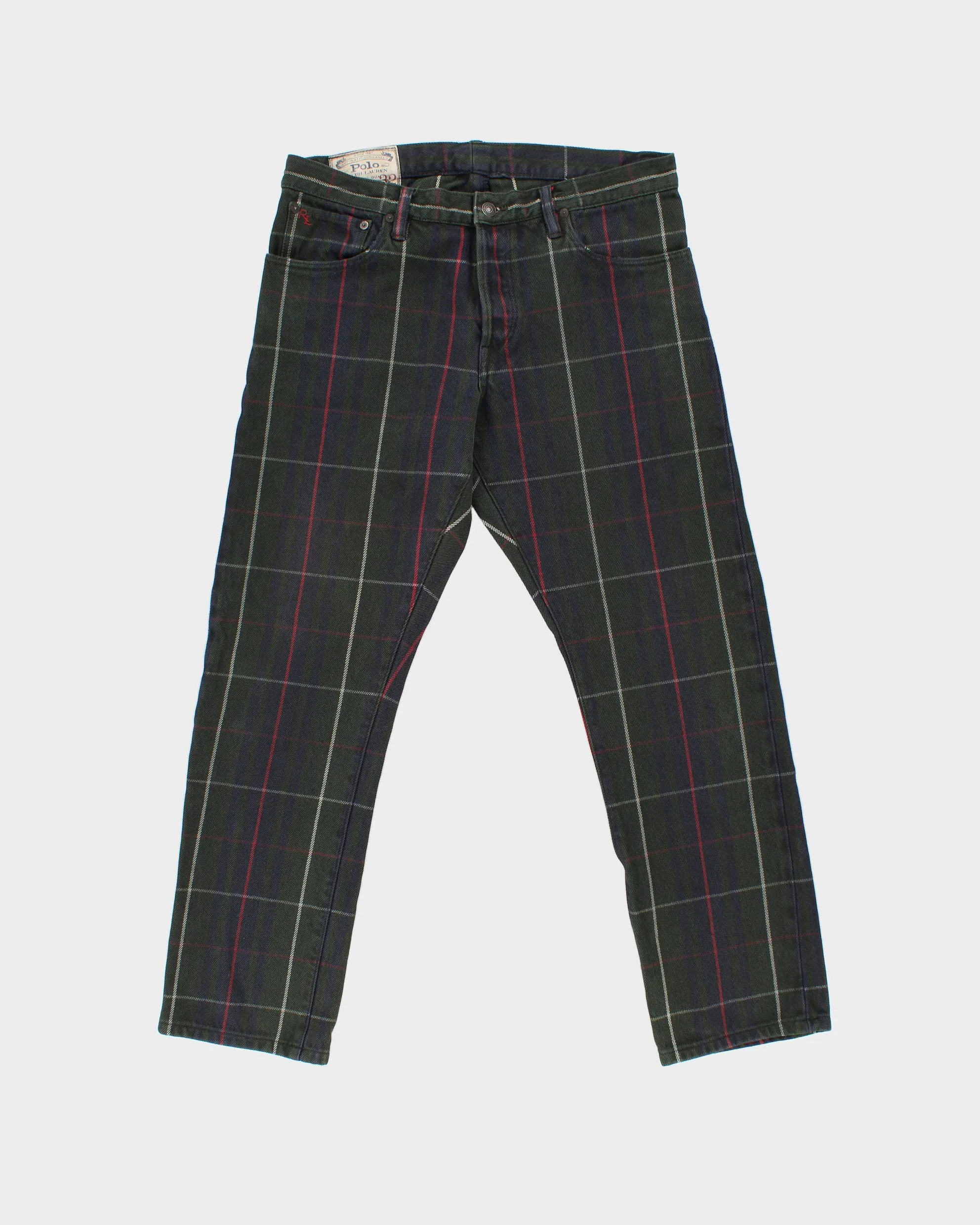 Vintage Polo Ralph Lauren Tartan Mid-Rise Varick Slim Straight Leg Denim Jeans - W34 L30 sold by Rokit