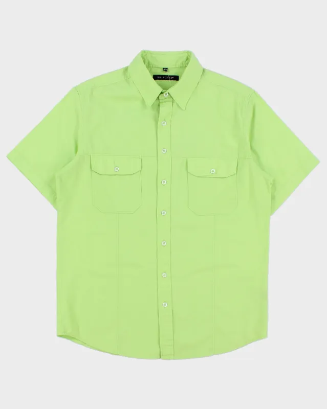 Vintage Y2K 00s Britches Lime Short Sleeve Panel Pocket Shirt - M made by Rokit
