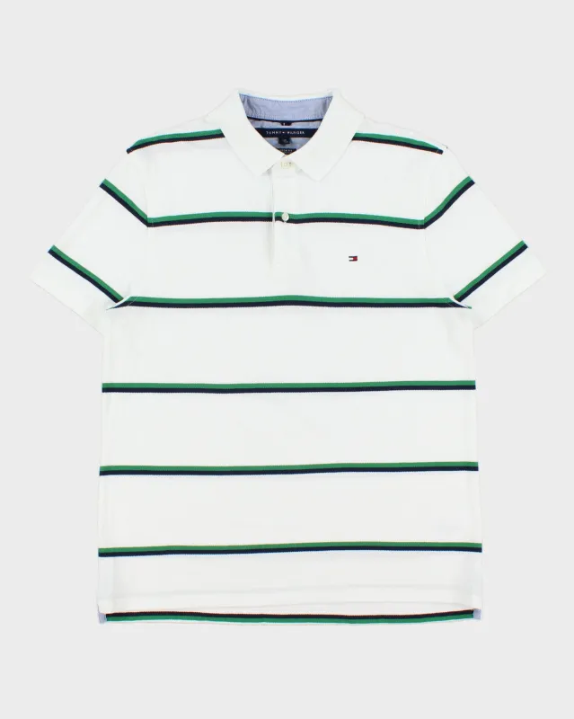 Vintage Y2K 00s Tommy Hilfiger Stripe Short Sleeve Polo Shirt - L made by Tommy Hilfiger