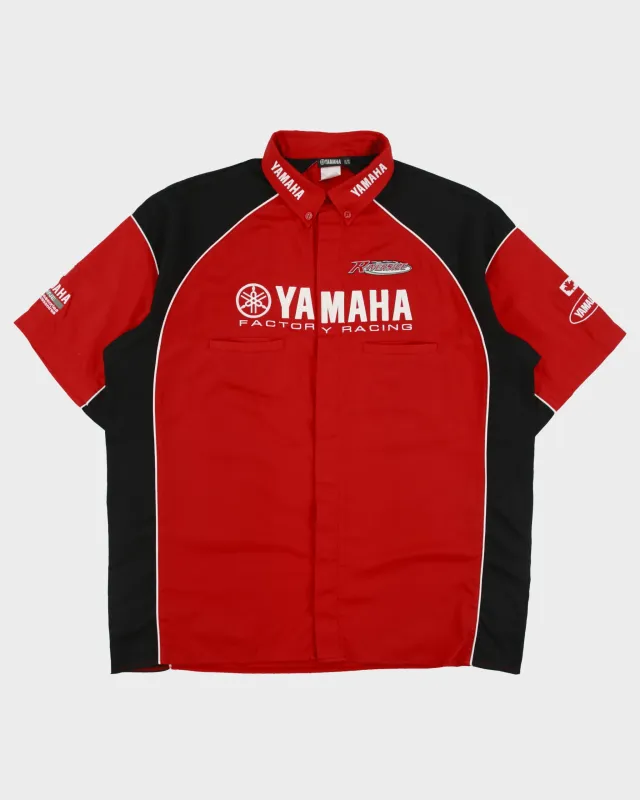 Vintage Y2K 00s Yamaha Factory Racing Riverside Embroidered Made In Canada Short Sleeve Pit Crew Shirt - XL made by Rokit