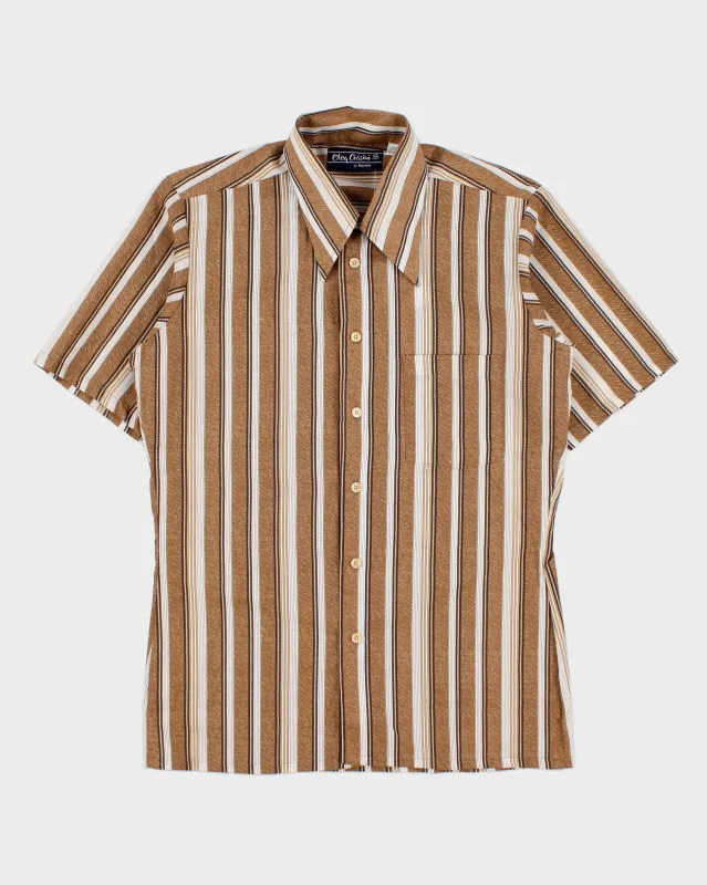 DS Vintage 1970s Oleg Cassini By Burma Pattern Striped Short Sleeve Shirt - M made by Rokit