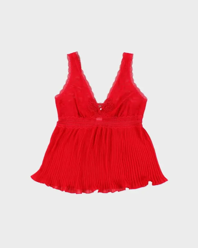 Vintage Y2k 2000s In Bloom Lace & Plisse Mesh Top - M made by Rokit