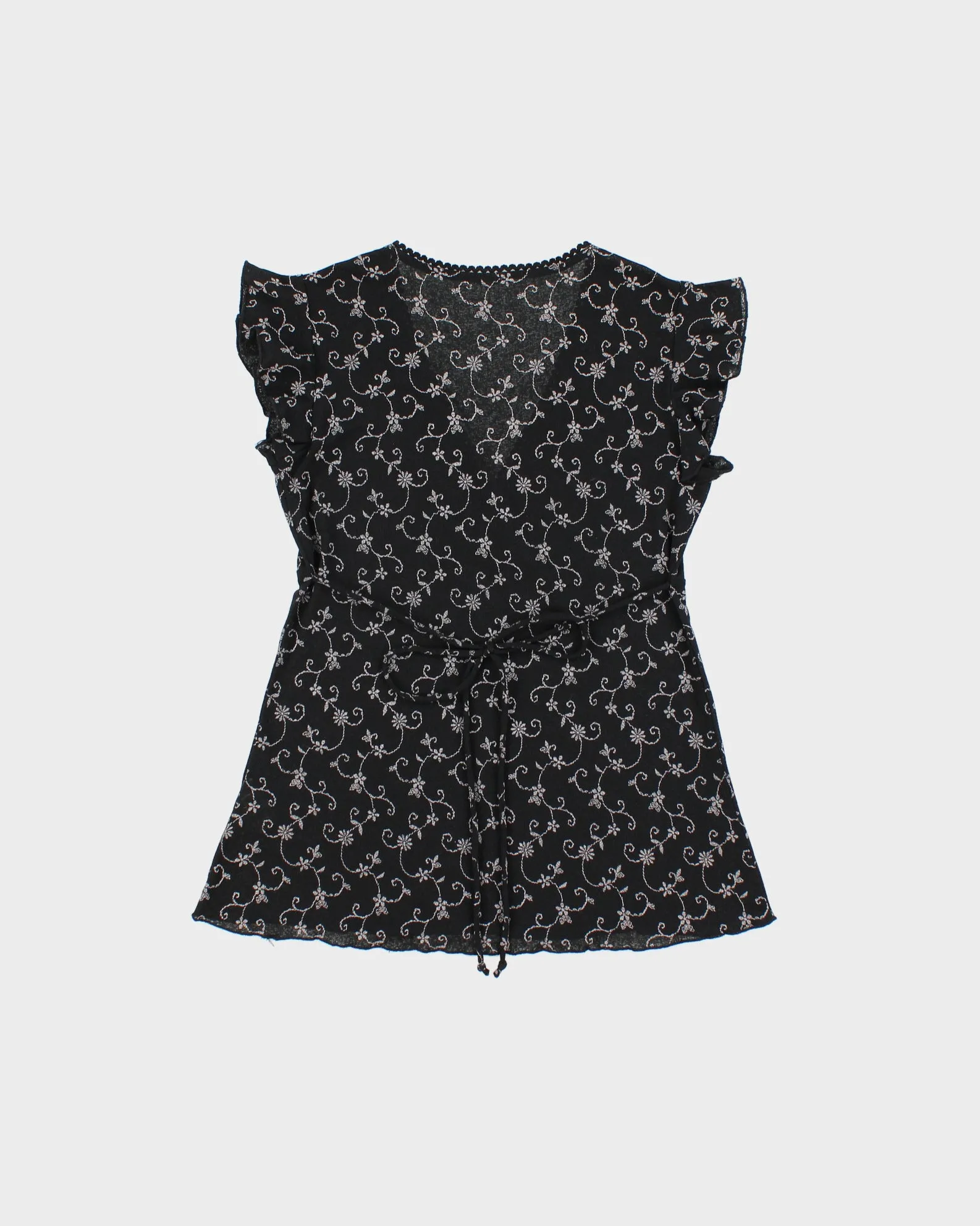 Vintage Y2K 00s Black Floral Tie-Up Camisole - M sold by Rokit product image thumbnail 2