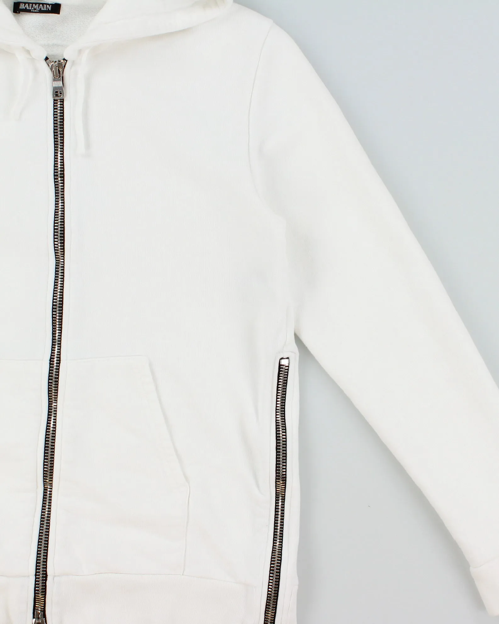 Balmain White Heavyweight Side Zipper Full-Zip Hoodie - S sold by Rokit product image thumbnail 3