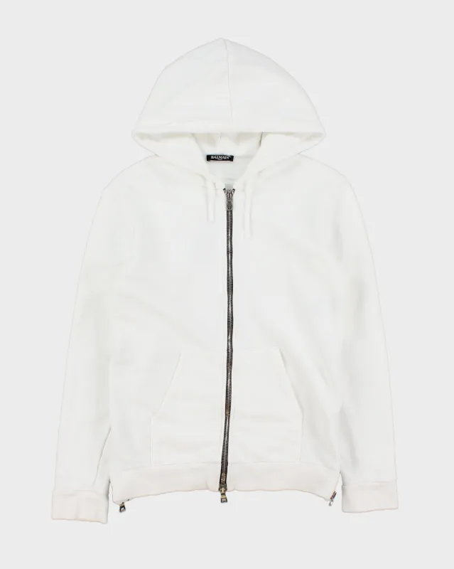 Balmain White Heavyweight Side Zipper Full-Zip Hoodie - S made by Balmain