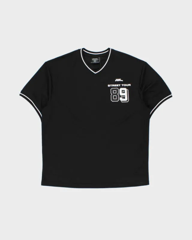 Vintage No Fear Street Tour 1989 Oversized V-Neck Sports T-Shirt - S made by Rokit