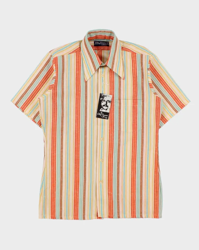 DSWT Vintage 1970s Oleg Cassini By Burma Texture Striped Short Sleeve Shirt - M made by Rokit