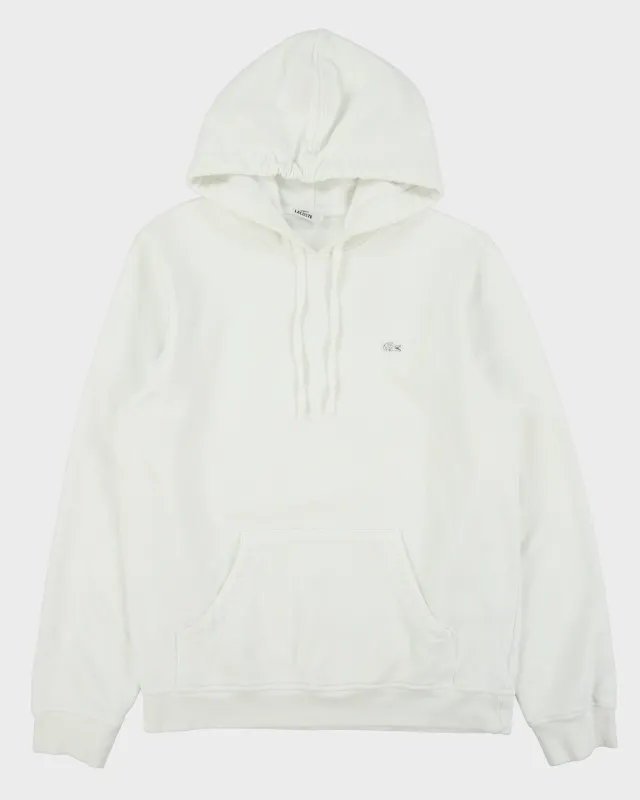 Vintage Y2K 00s Lacoste Vintage Washed White Croc Pique Heavyweight Pullover Hoodie - M made by Lacoste