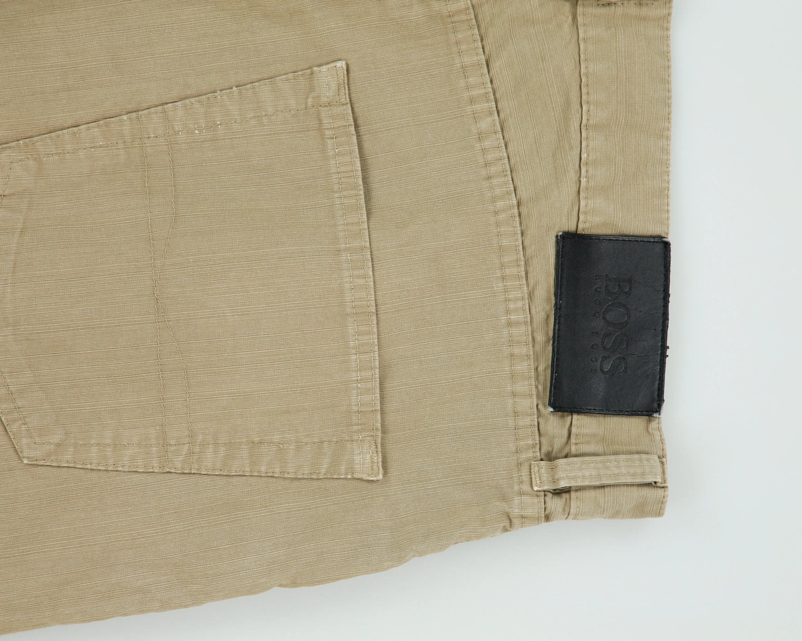 Vintage 2001 Y2K Hugo Boss Khaki 'Montana' Mid-Rise Striped Canvas Straight Leg Trousers - W36 L33 sold by Rokit product image thumbnail 4