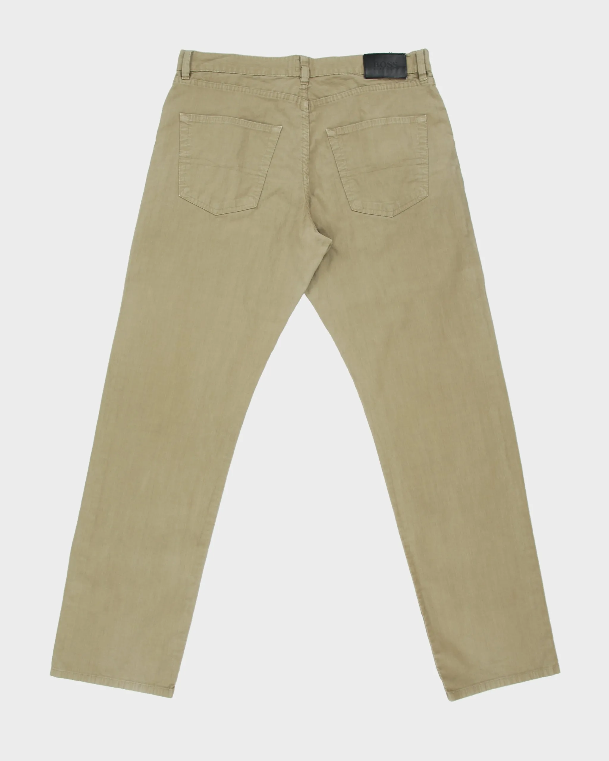Vintage 2001 Y2K Hugo Boss Khaki 'Montana' Mid-Rise Striped Canvas Straight Leg Trousers - W36 L33 sold by Rokit product image thumbnail 2