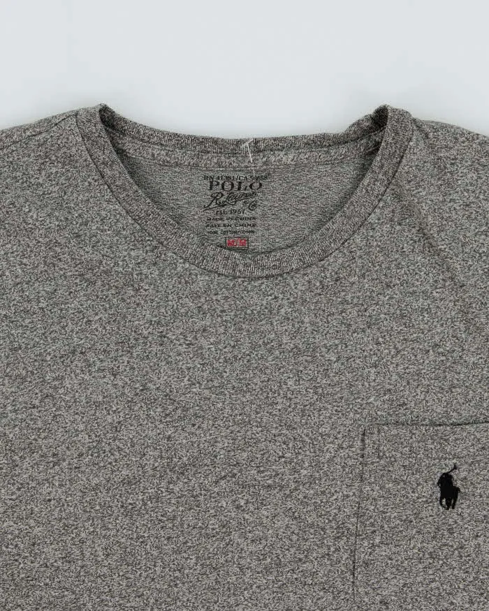 Vintage Polo Ralph Lauren Marl Grey Midweight Long Sleeve Pocket T-Shirt - M sold by Rokit product image thumbnail 5
