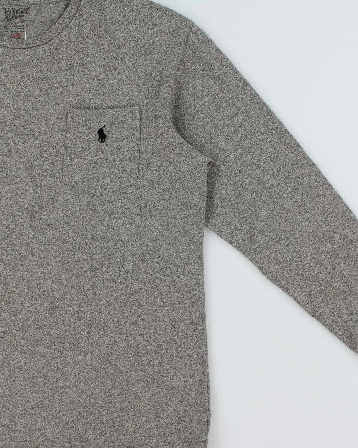 Vintage Polo Ralph Lauren Marl Grey Midweight Long Sleeve Pocket T-Shirt - M sold by Rokit product image thumbnail 3