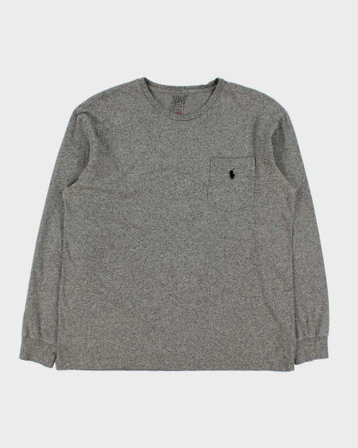 Vintage Polo Ralph Lauren Marl Grey Midweight Long Sleeve Pocket T-Shirt - M sold by Rokit