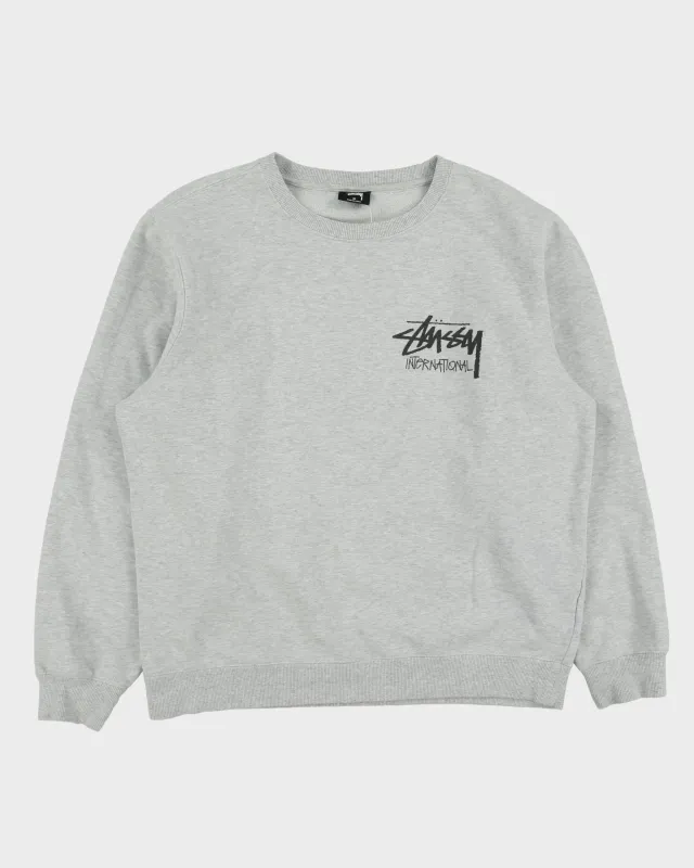 Vintage Stussy Grey Marl Stcok Logo Crewneck Sweatshirt - M made by Stussy