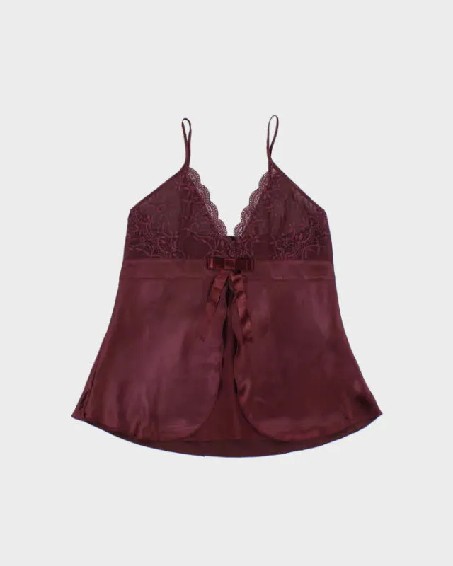 Vintage Y2k 2000s Bow Satin & Lace Cami Top - M made by Rokit
