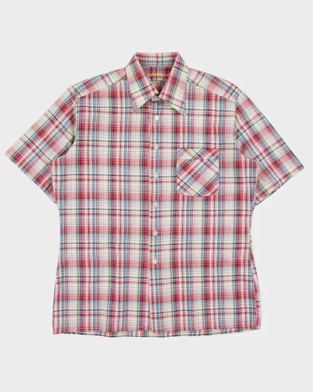Vintage 1970s WUCU Tartan Plaid Short Sleeve Pocket Shirt - L made by Rokit