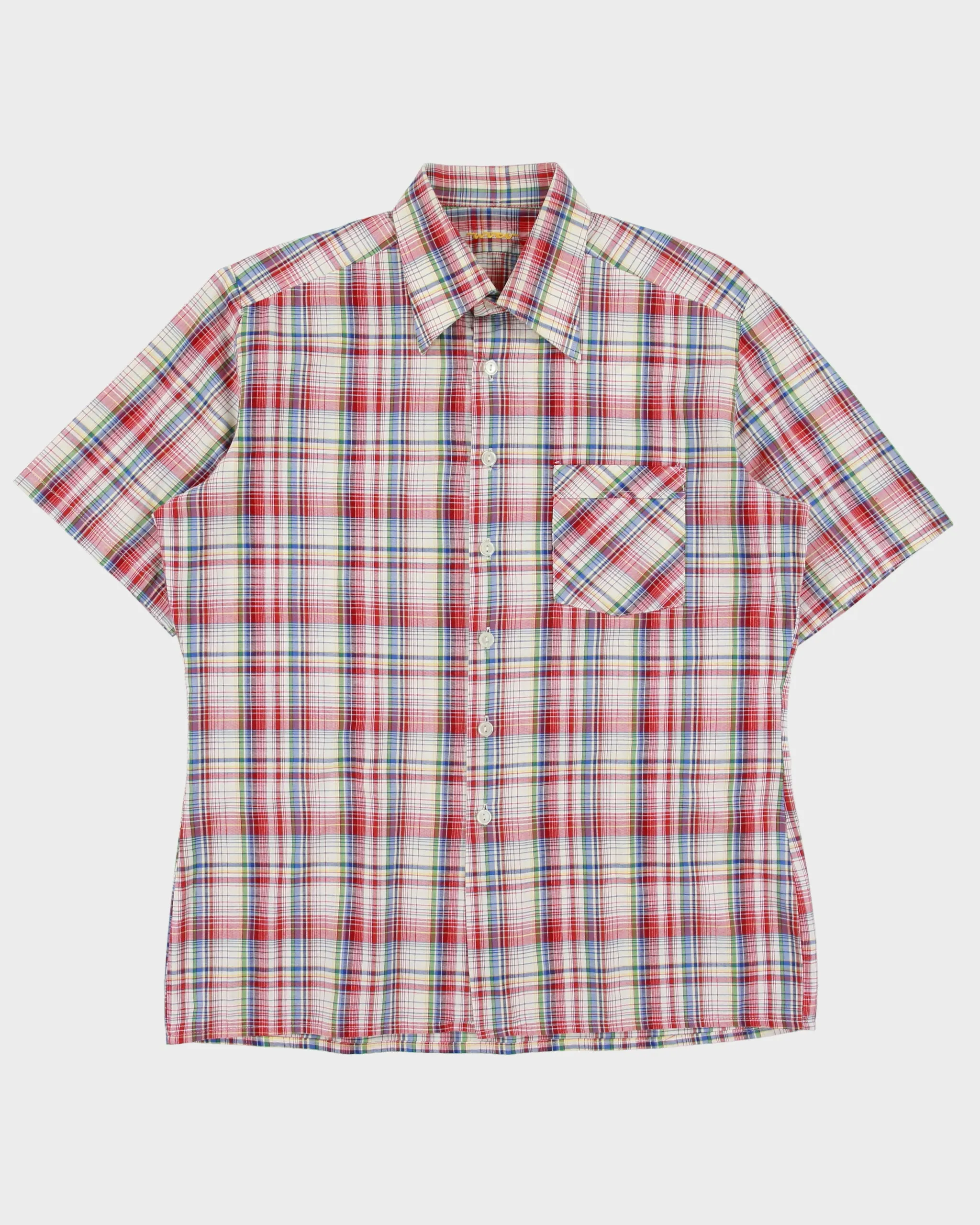 Vintage 1970s WUCU Tartan Plaid Short Sleeve Pocket Shirt - L sold by Rokit