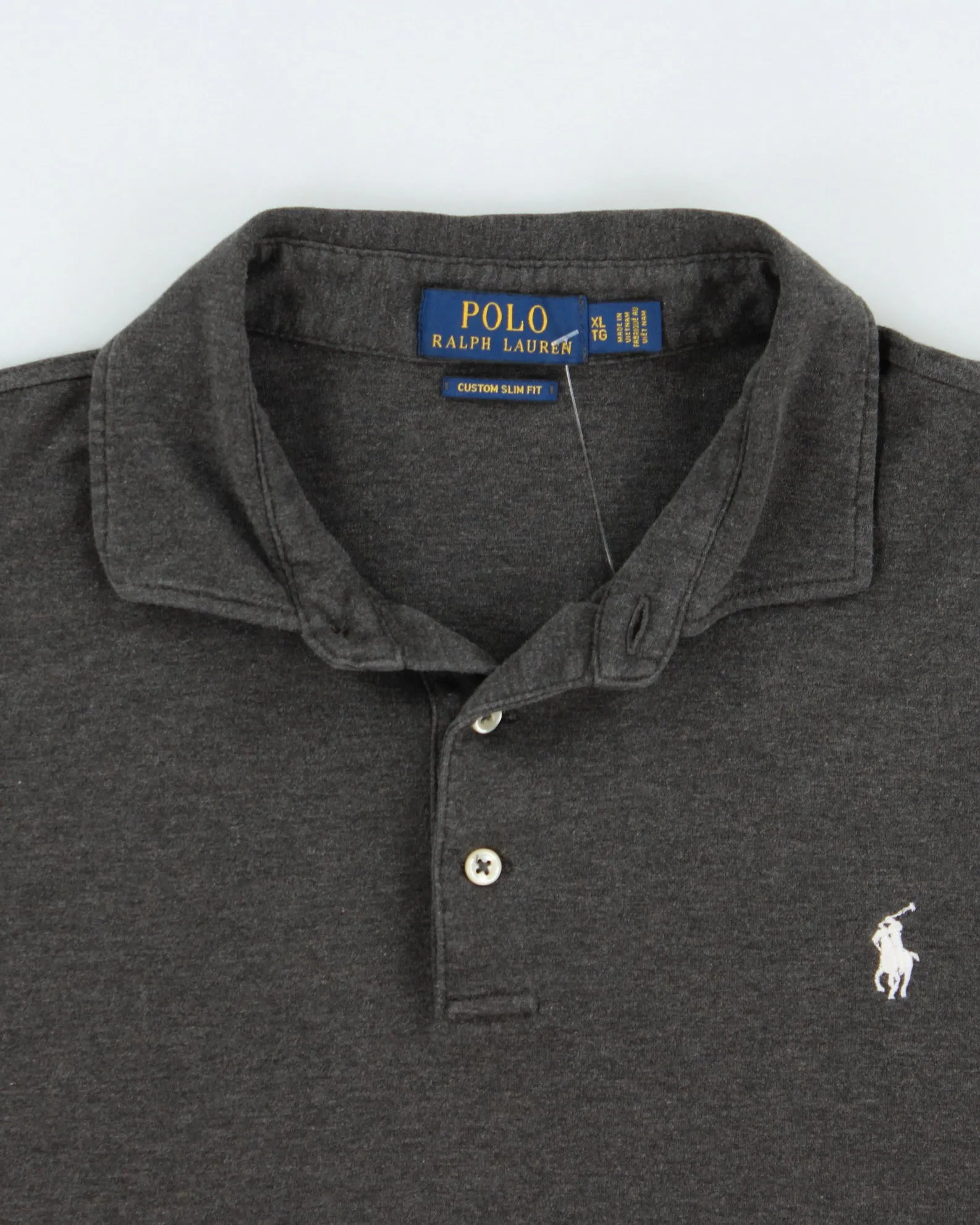 Vintage Polo Ralph Lauren Marl Grey Custom Slim Fit Short Sleeve Polo Shirt - XL sold by Rokit product image thumbnail 5