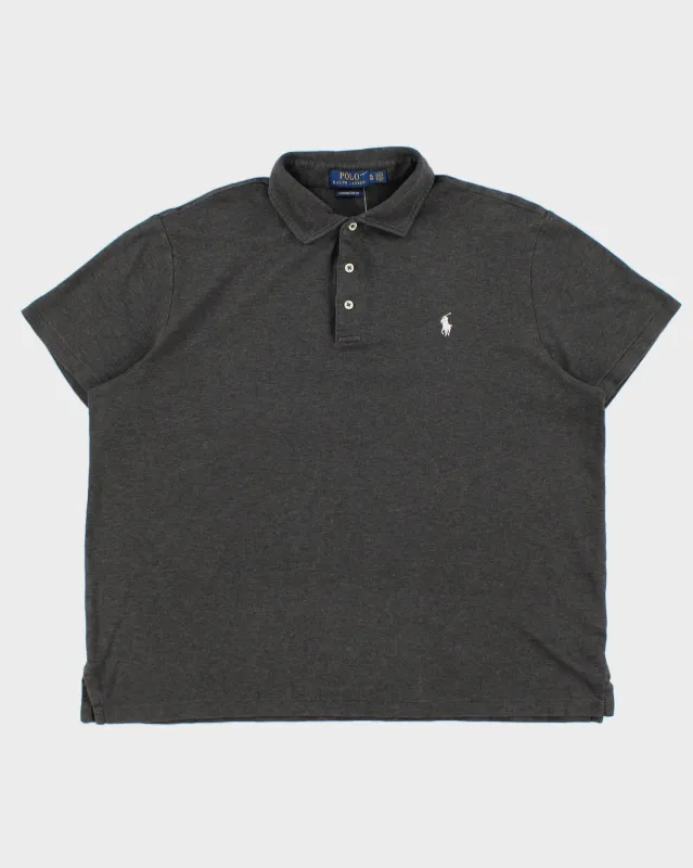 Vintage Polo Ralph Lauren Marl Grey Custom Slim Fit Short Sleeve Polo Shirt - XL made by Ralph Lauren