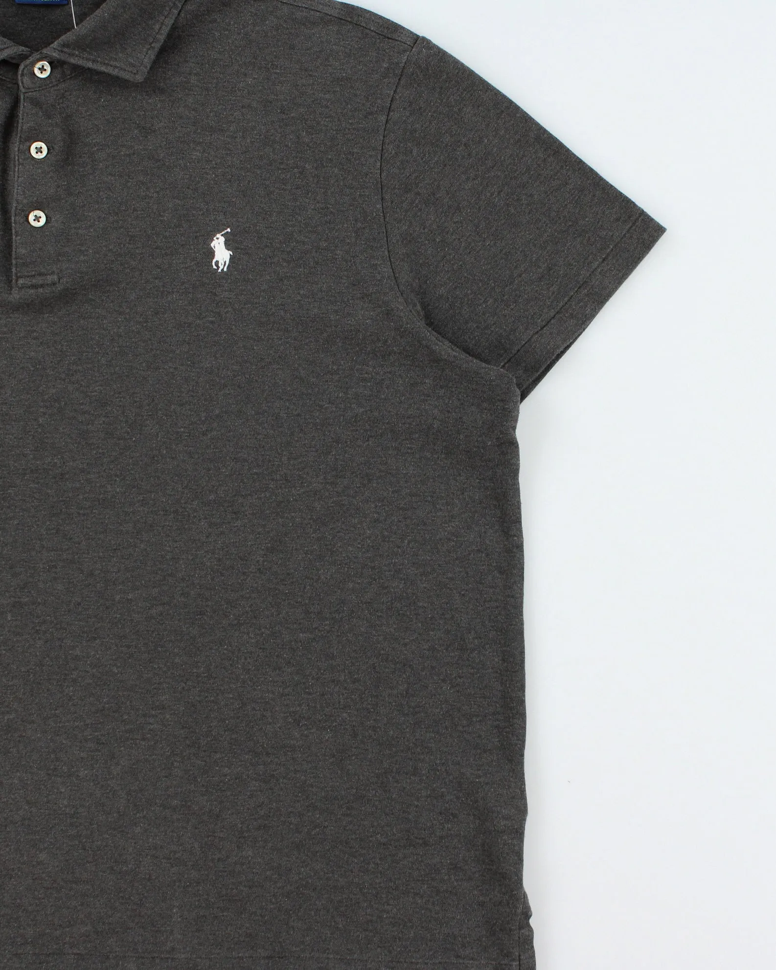 Vintage Polo Ralph Lauren Marl Grey Custom Slim Fit Short Sleeve Polo Shirt - XL sold by Rokit product image thumbnail 3