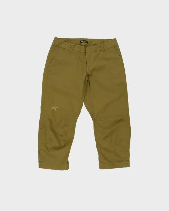 Vintage Arc'teryx Women's Khaki Low-Rise Canvas 3M Turn-Up Trim Fit Cropped Hiking Trousers - W30 L22 made by Arc'teryx