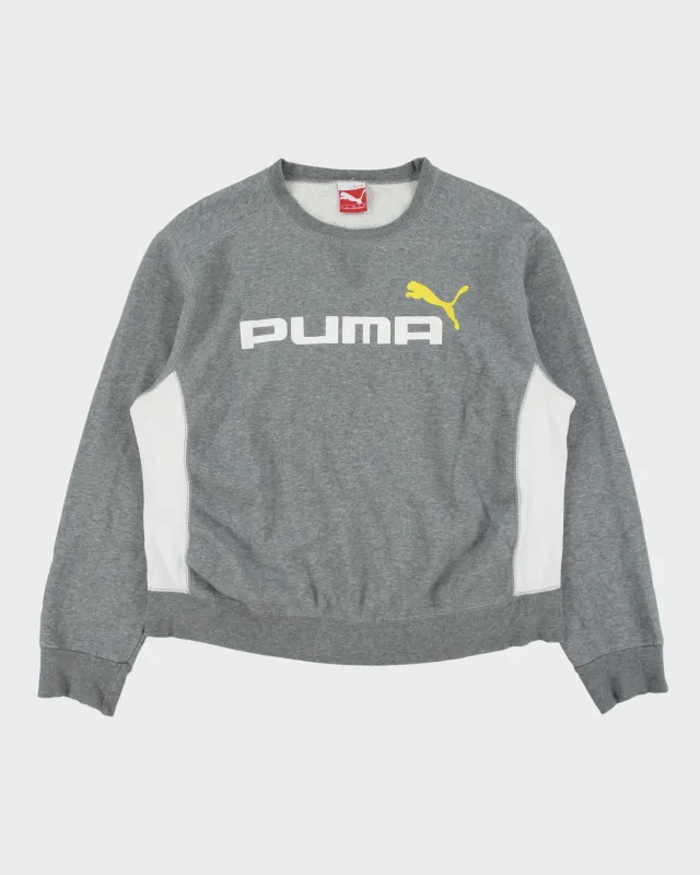 Vintage Puma Marl Grey Spell Out Crewneck Panel Sweatshirt - L made by Puma
