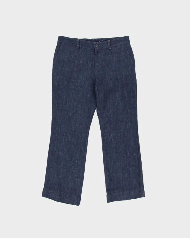 Vintage Y2K 00s Ralph Lauren Japan Women's Mid-Rise Indigo Silk Mohair Wool Blend Denim Look Straight Leg Trousers - W29 L26 made by Ralph Lauren
