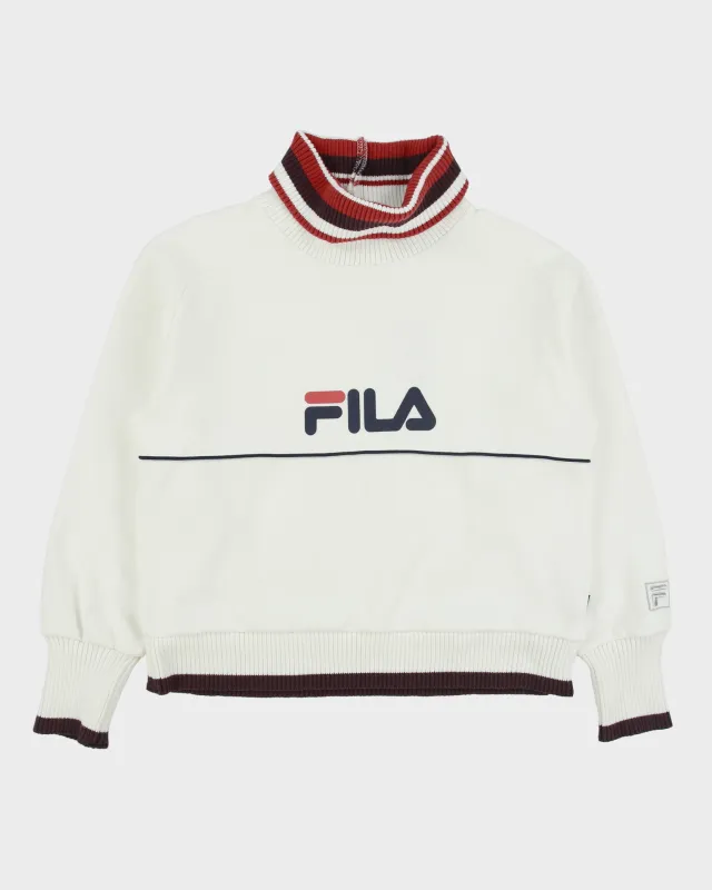 Vintage Fila Heavyweight Stripe Ribbed Boxy Roll Neck Sweatshirt - M made by Fila
