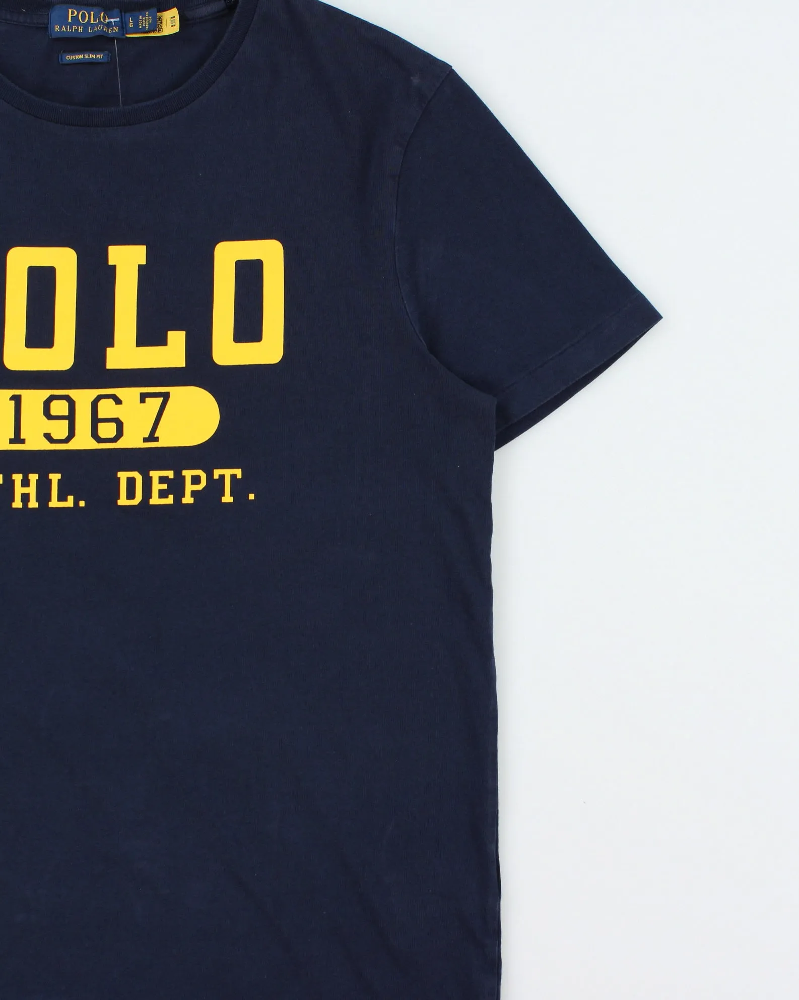 Vintage Polo Ralph Lauren Athl. Dept. Heavyweight Single Stitch Custom Slim Fit Crewneck T-Shirt - L sold by Rokit product image thumbnail 3