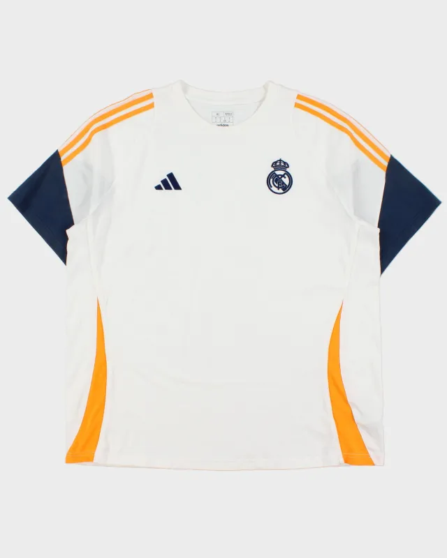 2024-25 Adidas Real Madrid CF Heavyweight Embroidered Regular Fit Crewneck Football T-Shirt - XL made by Adidas