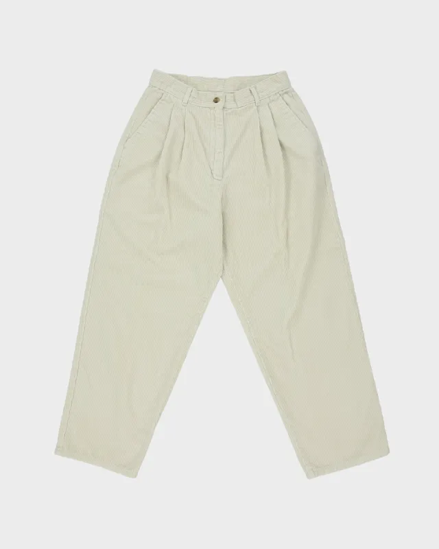 Vintage 1990s Woolrich Women's Oat High-Rise Double Pleated Jumbo Corduroy Relaxed Fit Straight Leg Trousers - W26 L26 made by Woolrich