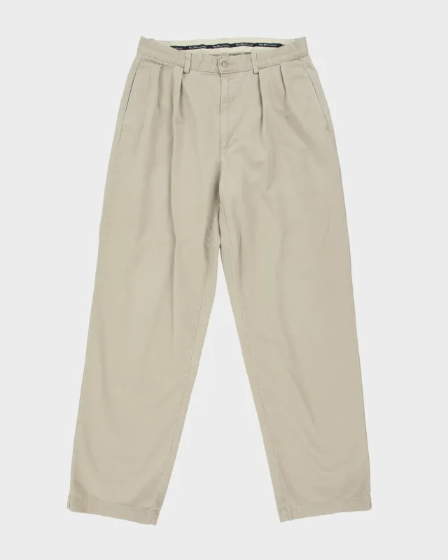 Vintage 1990s Polo Ralph Lauren Khaki Double Pleated Made In USA Relaxed Fit Chino Trousers - W32 L31 made by Ralph Lauren