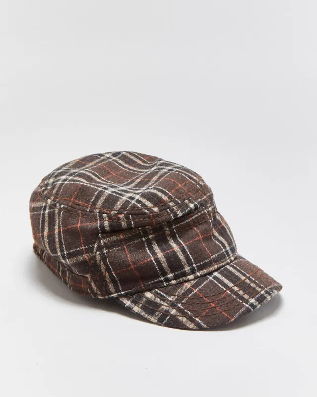 Vintage Y2K 00s Prana Plaid Wool Blend Stretch-Fit Army Cap - M/L made by Rokit