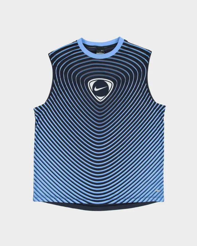 Vintage Y2K 00s Nike Football Dri-Fit Striped Sleeveless Crewneck T-Shirt - L made by Nike