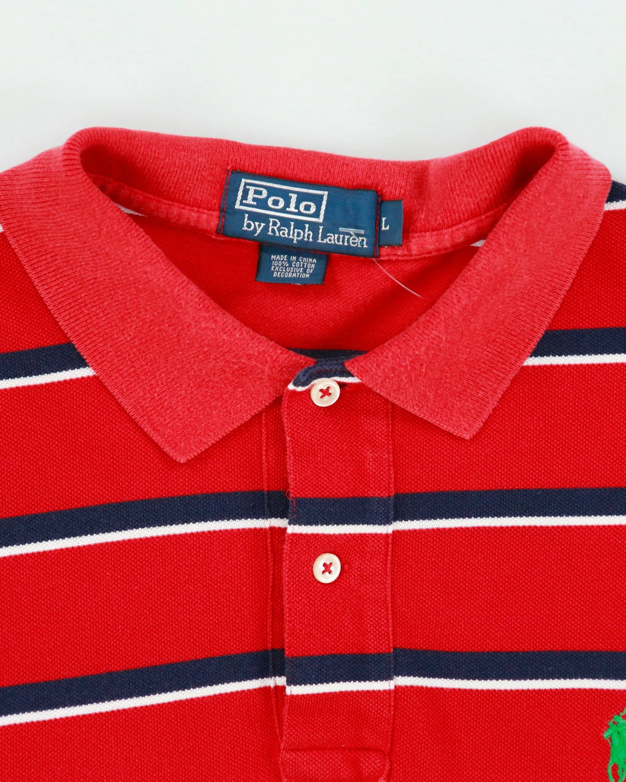 Vintage Y2K 00s Polo Ralph Lauren Classic Striped Short Sleeve Polo Shirt - L sold by Rokit product image thumbnail 5