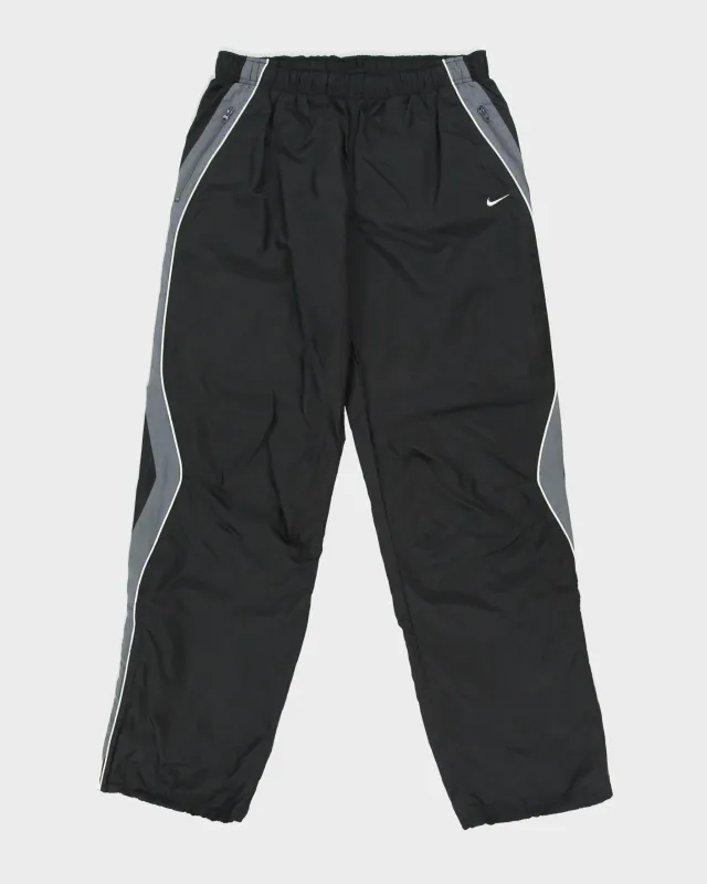 Vintage Y2K 00s Nike Soft Shell Wave Taped Wide Leg Adjustable Zip Cuff Tech Tracksuit Bottoms - L made by Nike