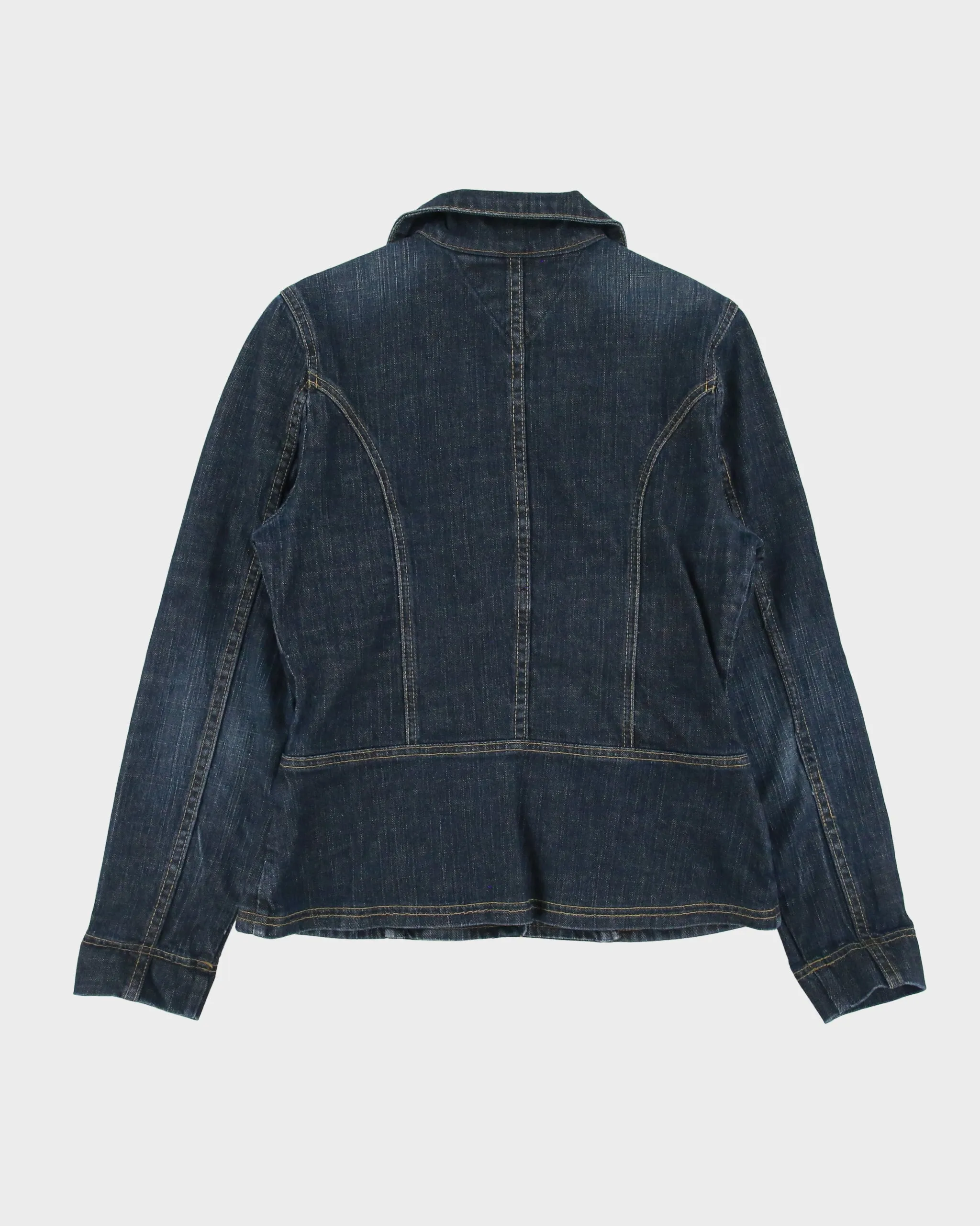Vintage Y2K 00s Tommy Hilfiger Women's Raw Indigo Denim Made In Canada Blazer Jacket - M sold by Rokit product image thumbnail 2