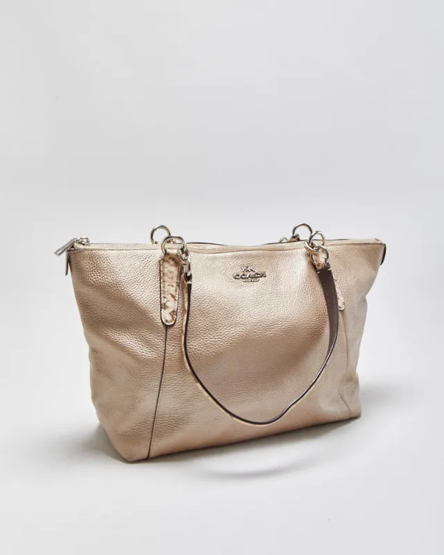 Vintage Y2K 00s Coach Ava Metallic Pebbled Leather Tote Handbag made by Coach