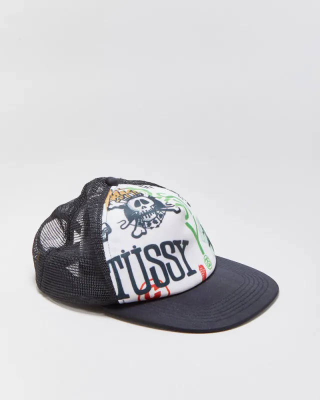 Vintage Y2K 00s Stussy Graffiti Flat Brim Trucker Hat - OS made by Stussy