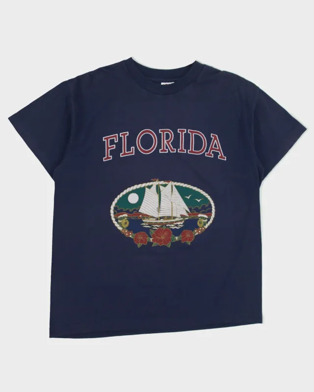 Vintage 1990s Florida Graphic Heavyweight Tee Jays Hef-T Made In USA Single Stitch Crewneck T-Shirt - L made by Rokit