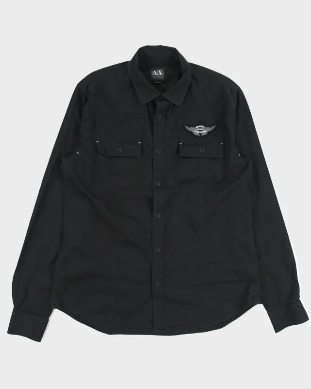 Vintage Y2K 00s Armani Exchange Snap Button Velcro Patch Long Sleeve Shirt - L made by Ermenegildo Zegna