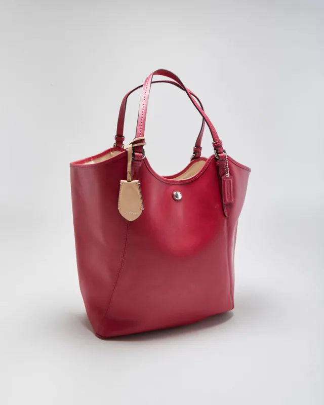 Vintage Y2K 00s Coach Payton Raspberry Large Leather Tote Handbag made by Coach