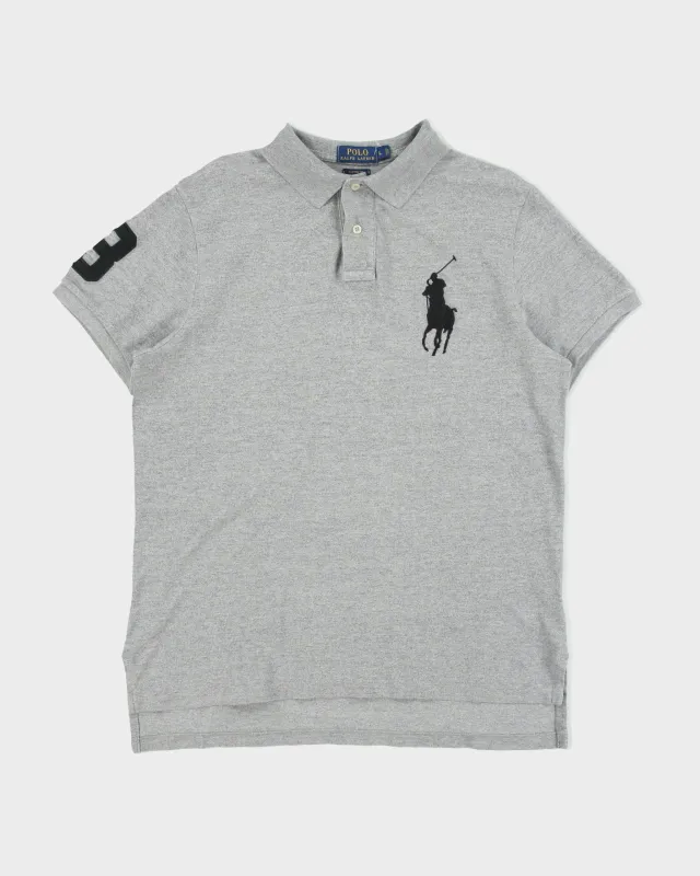 Vintage Polo Ralph Lauren Grey Marl Big Pony Custom Fit Short Sleeve Polo Shirt - L made by Ralph Lauren