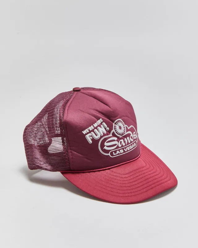 DS Vintage 1980s Sands Las Vegas Casino Rope Peak Curve Brim Trucker Hat - OS made by Rokit